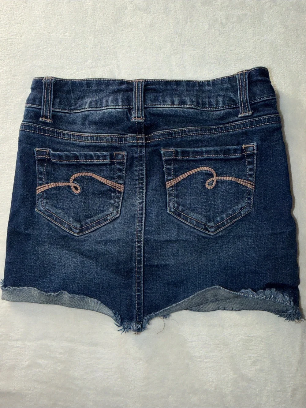 Justice Dark Blue Denim Mini Skirt with Silver Stud Accents
